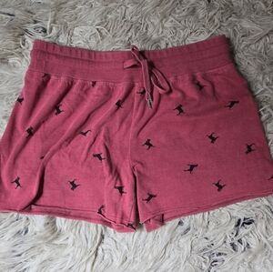 The Black Dog Red Terry Cloth Shorts with Black Dog Print Size M